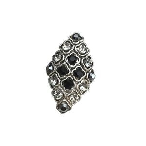 Black and Clear Rhinestone Cluster Adjustable Ring
